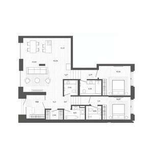 3-к квартира, строящийся дом, 109м2, 1/9 этаж