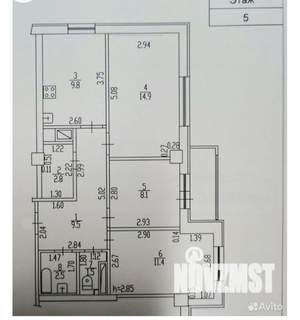 3-к квартира, вторичка, 62м2, 5/10 этаж