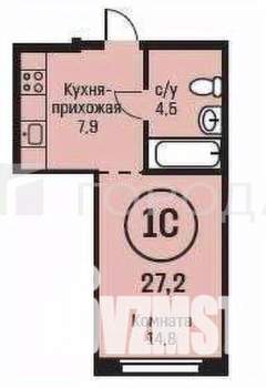 Студия квартира, вторичка, 28м2, 3/8 этаж