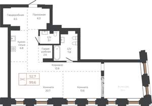 3-к квартира, строящийся дом, 100м2, 5/27 этаж