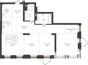 4-к квартира, вторичка, 133м2, 9/27 этаж