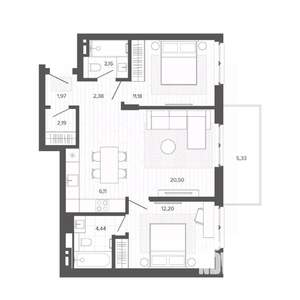 3-к квартира, вторичка, 69м2, 7/9 этаж