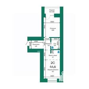 2-к квартира, строящийся дом, 45м2, 8/10 этаж