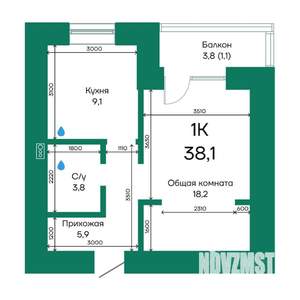 1-к квартира, строящийся дом, 38м2, 8/10 этаж