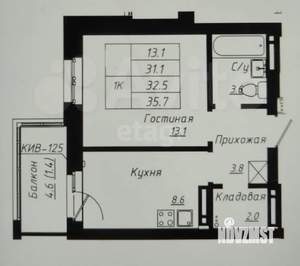 2-к квартира, вторичка, 37м2, 11/16 этаж