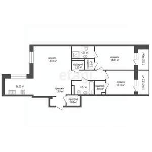 3-к квартира, вторичка, 85м2, 4/17 этаж