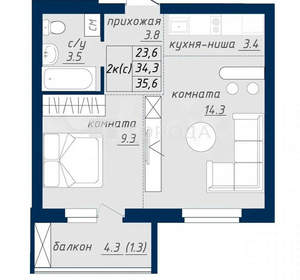 Студия квартира, вторичка, 35м2, 5/10 этаж