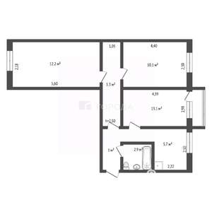 3-к квартира, вторичка, 54м2, 3/5 этаж