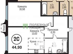 2-к квартира, вторичка, 45м2, 7/10 этаж