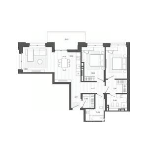 2-к квартира, строящийся дом, 92м2, 6/9 этаж
