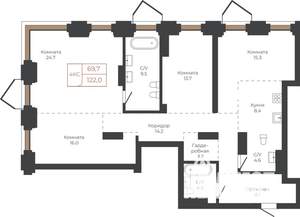 4-к квартира, строящийся дом, 122м2, 9/27 этаж