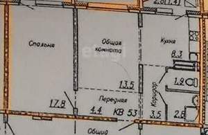 2-к квартира, вторичка, 53м2, 7/17 этаж