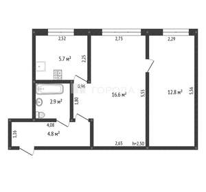 2-к квартира, вторичка, 43м2, 1/5 этаж