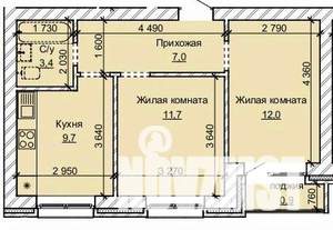 2-к квартира, строящийся дом, 45м2, 1/10 этаж