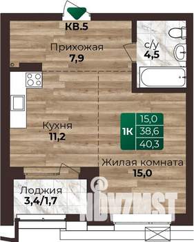 1-к квартира, строящийся дом, 40м2, 5/22 этаж