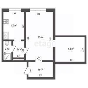 2-к квартира, вторичка, 41м2, 2/5 этаж