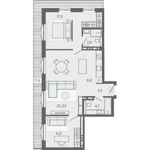 3-к квартира, строящийся дом, 93м2, 9/9 этаж