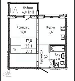 1-к квартира, вторичка, 37м2, 8/18 этаж
