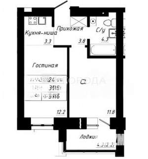 1-к квартира, вторичка, 37м2, 3/10 этаж