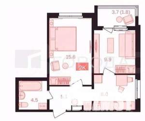 2-к квартира, вторичка, 43м2, 4/10 этаж