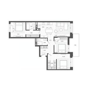 4-к квартира, вторичка, 91м2, 3/9 этаж