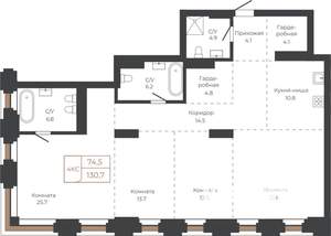 4-к квартира, строящийся дом, 130м2, 5/27 этаж