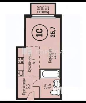 Студия квартира, вторичка, 27м2, 3/15 этаж