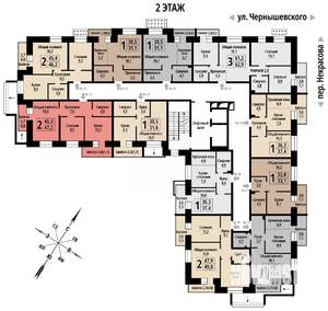 2-к квартира, строящийся дом, 47м2, 2/10 этаж